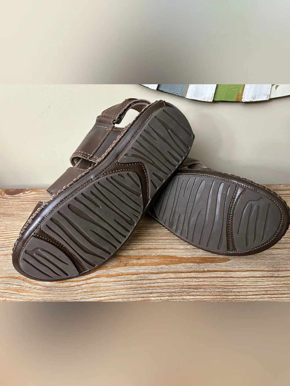 Florsheim Leather Fisherman Sandals Mens Size 8 Brown Comfort Casual Summer
